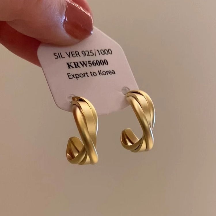 Bông tai giả khoen xoắn vàng 1074