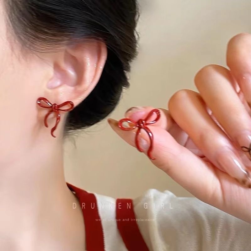 Bông tai nơ đỏ 1125
