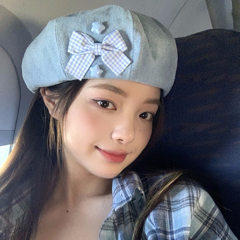 Mũ bí ngô jean nơ xanh 071