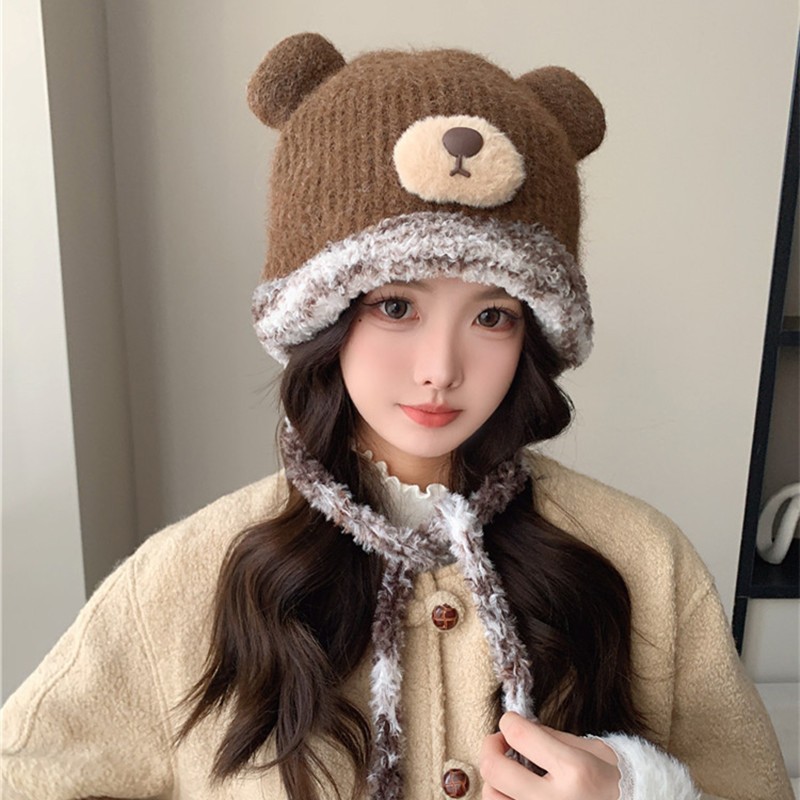 Mũ len thú lớn gấu nâu 056