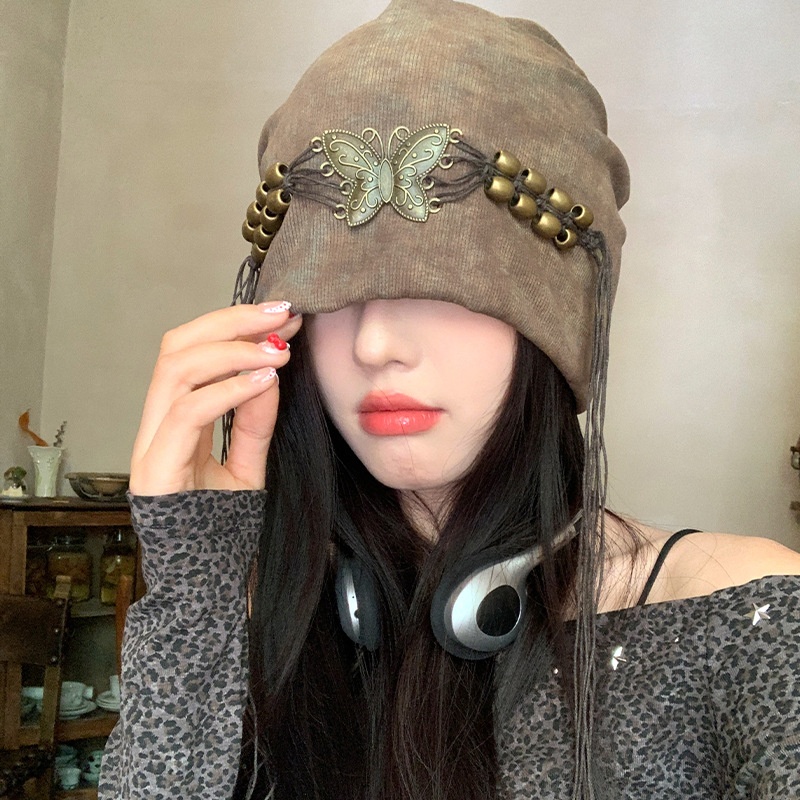 Mũ chụp style đinh tán nâu 060