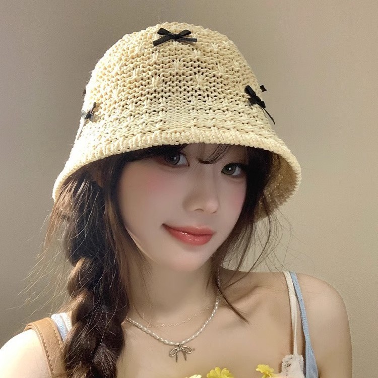 Mũ cói nơ đen 061