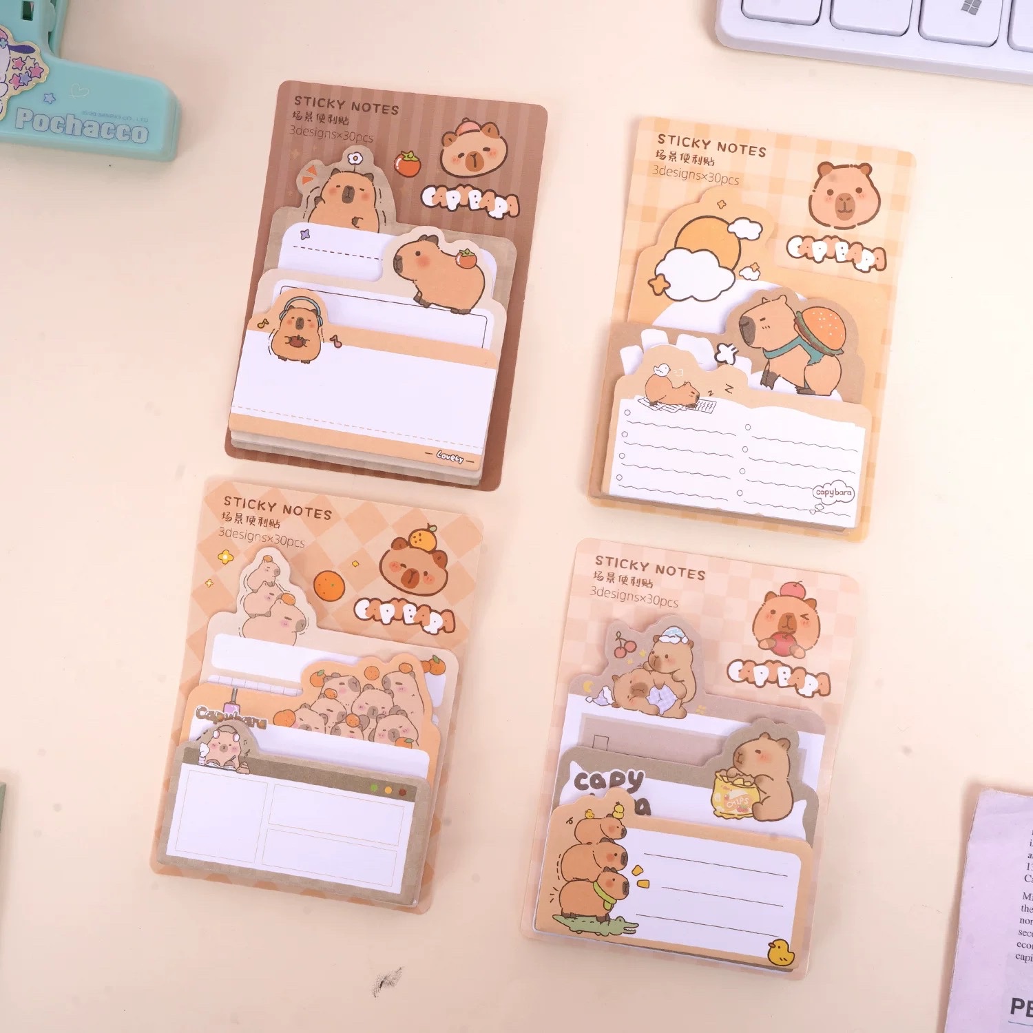 Set 90 giấy note dán capybara 3 tầng 136