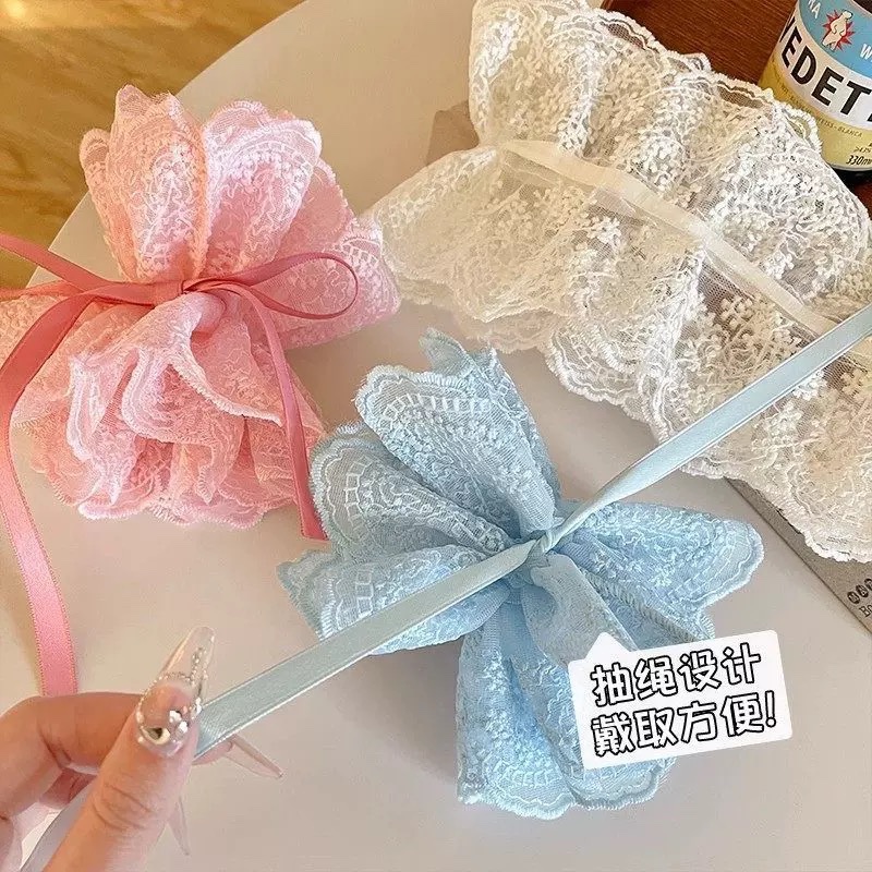 Cột scrunchies ren không dãn, ruy băng 4333