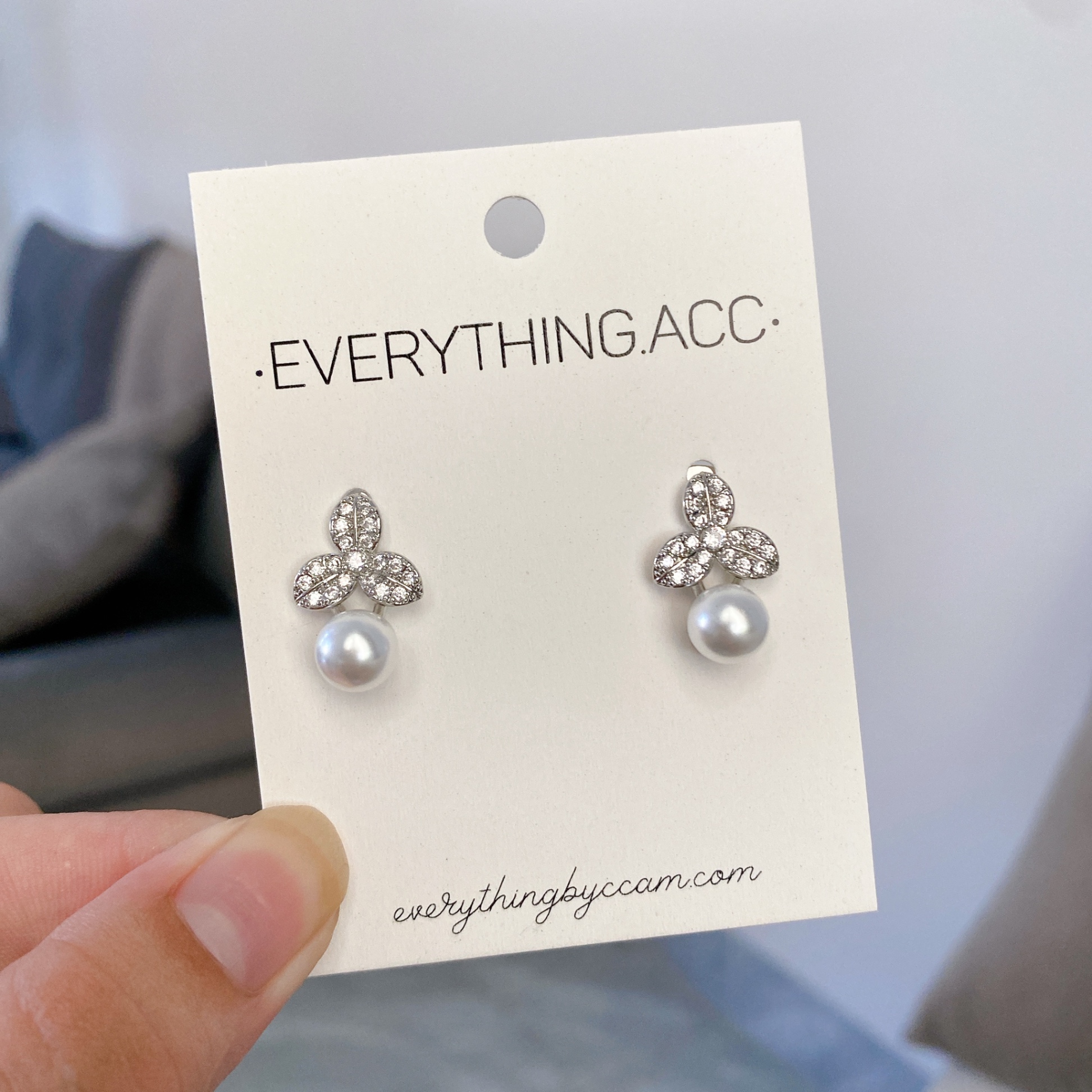 Bông tai đá 3 lá ngọc s925 1190