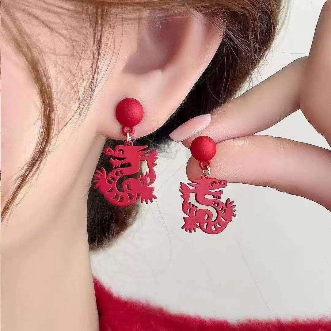 Bông tai rồng đỏ 1203