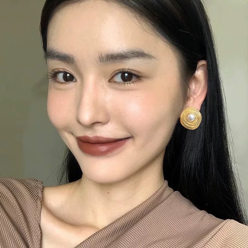 Bông tai kẹp tròn xoáy ngọc 59