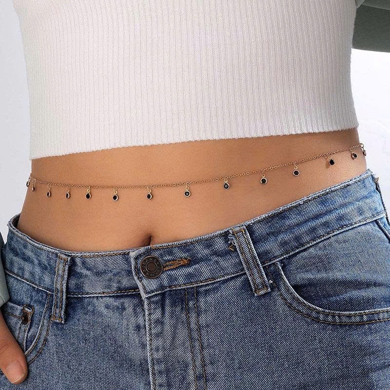 Belt bụng đá đen rơi tròn 392