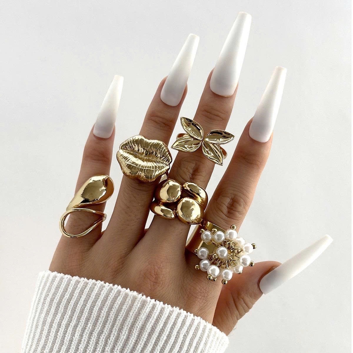 Set 6 nhẫn bộ metal môi ngọc 305
