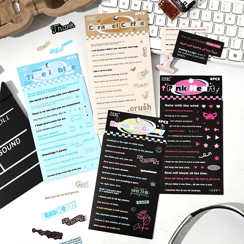 Set 4 tấm sticker chữ zabc 730