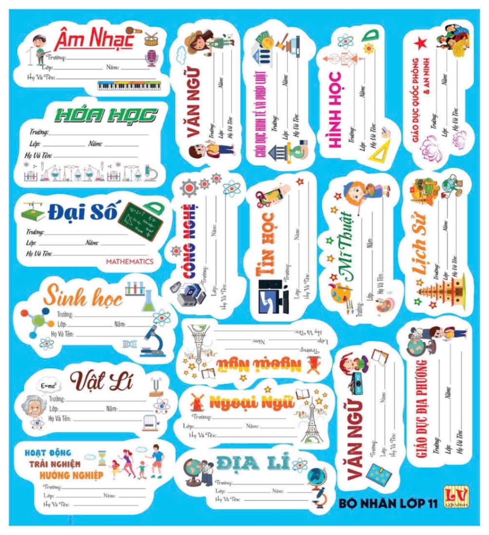 Set 5 tấm nhãn vở cấp 3 738