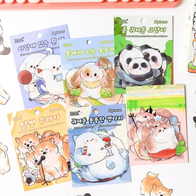 Set 10 sticker pet lớn zabc 746