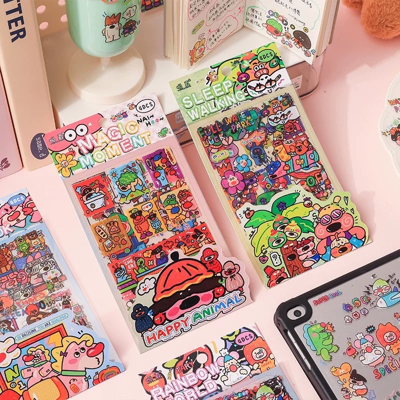 Set 4 tấm sticker pet vui nhộn 747