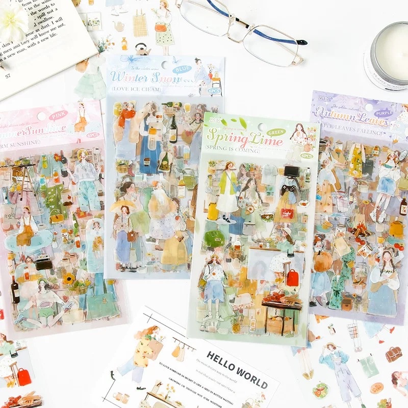 Set 6 tấm sticker cô gái zabc 752