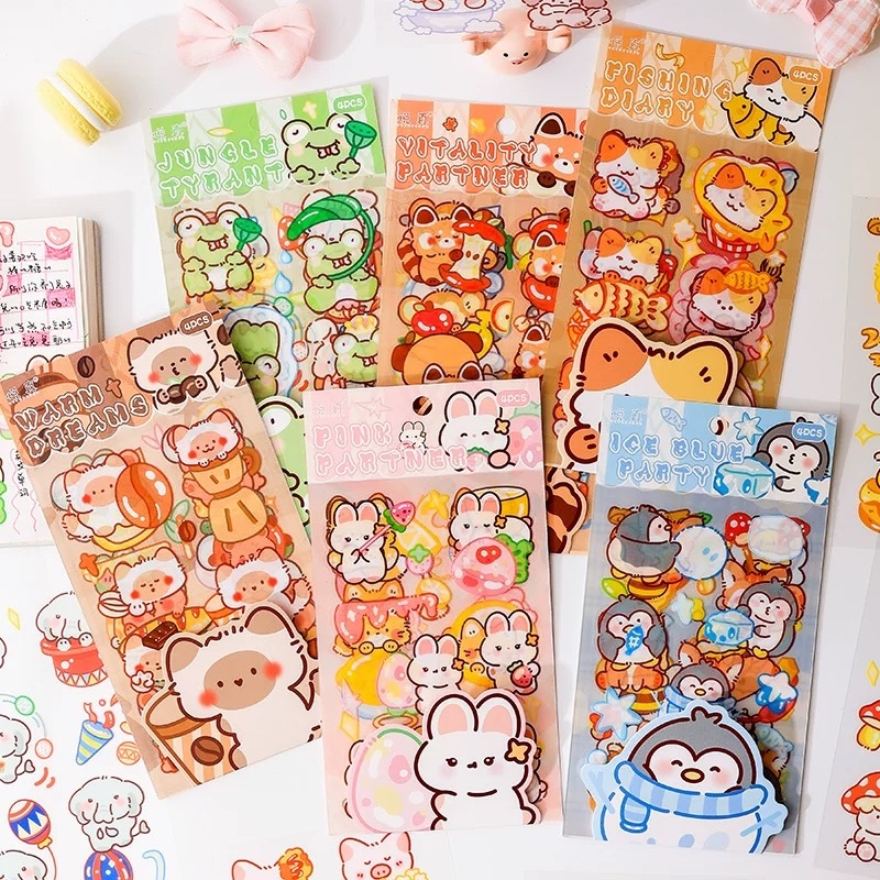 Set 4 tấm sticker pet chibi lớn 749