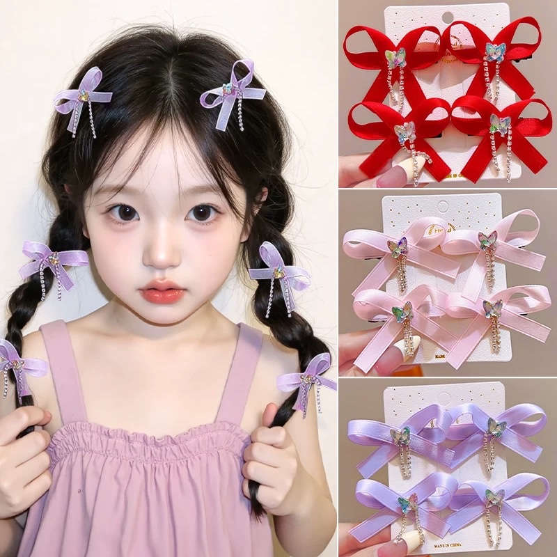 Set 4 kẹp mỏ vịt nơ dây đá 1575