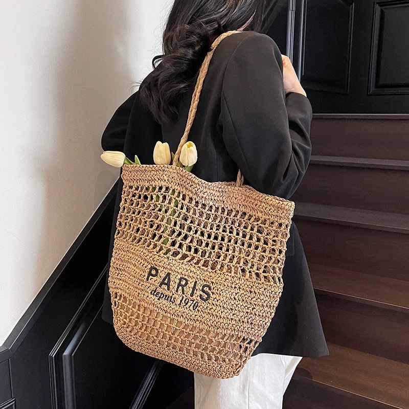 Túi cói đeo vai chữ paris 175