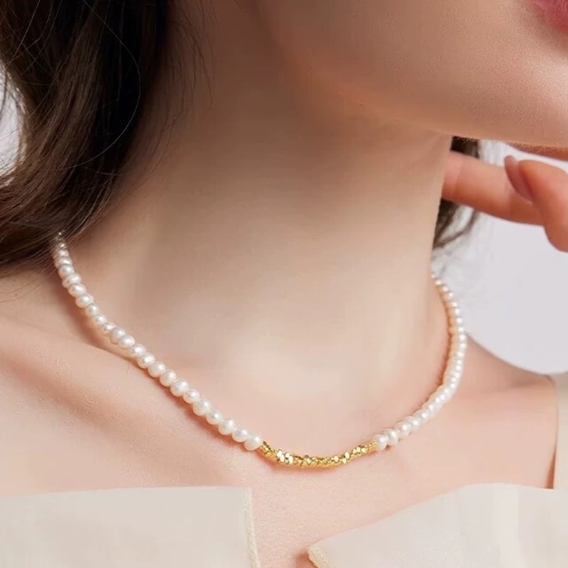 Vòng cổ ngọc trai mặt xoắn đá 946