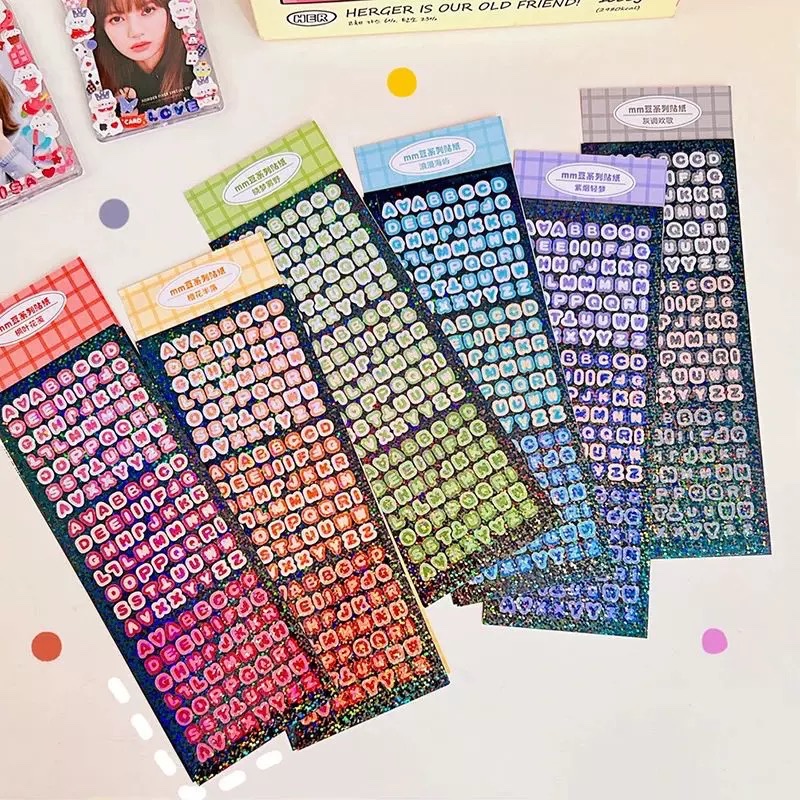 Set 4 tấm sticker chữ cái hologram 759