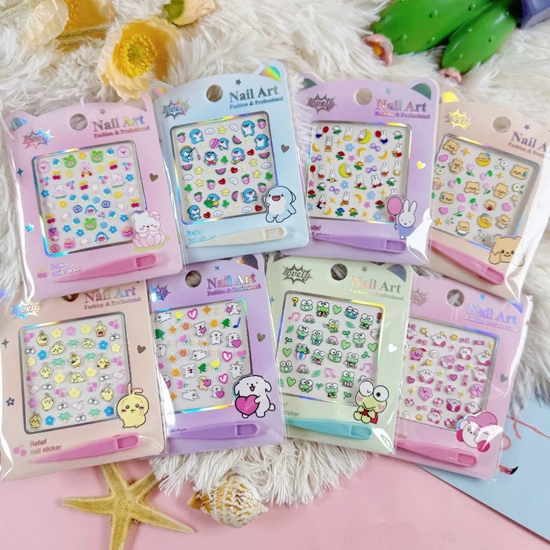 Tấm sticker nail kèm gắp cute 1576