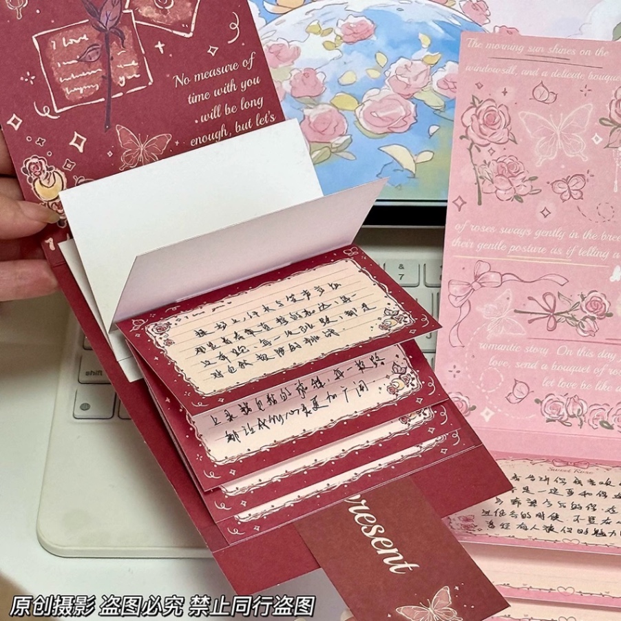 Thiệp kéo rút hoa hồng 963