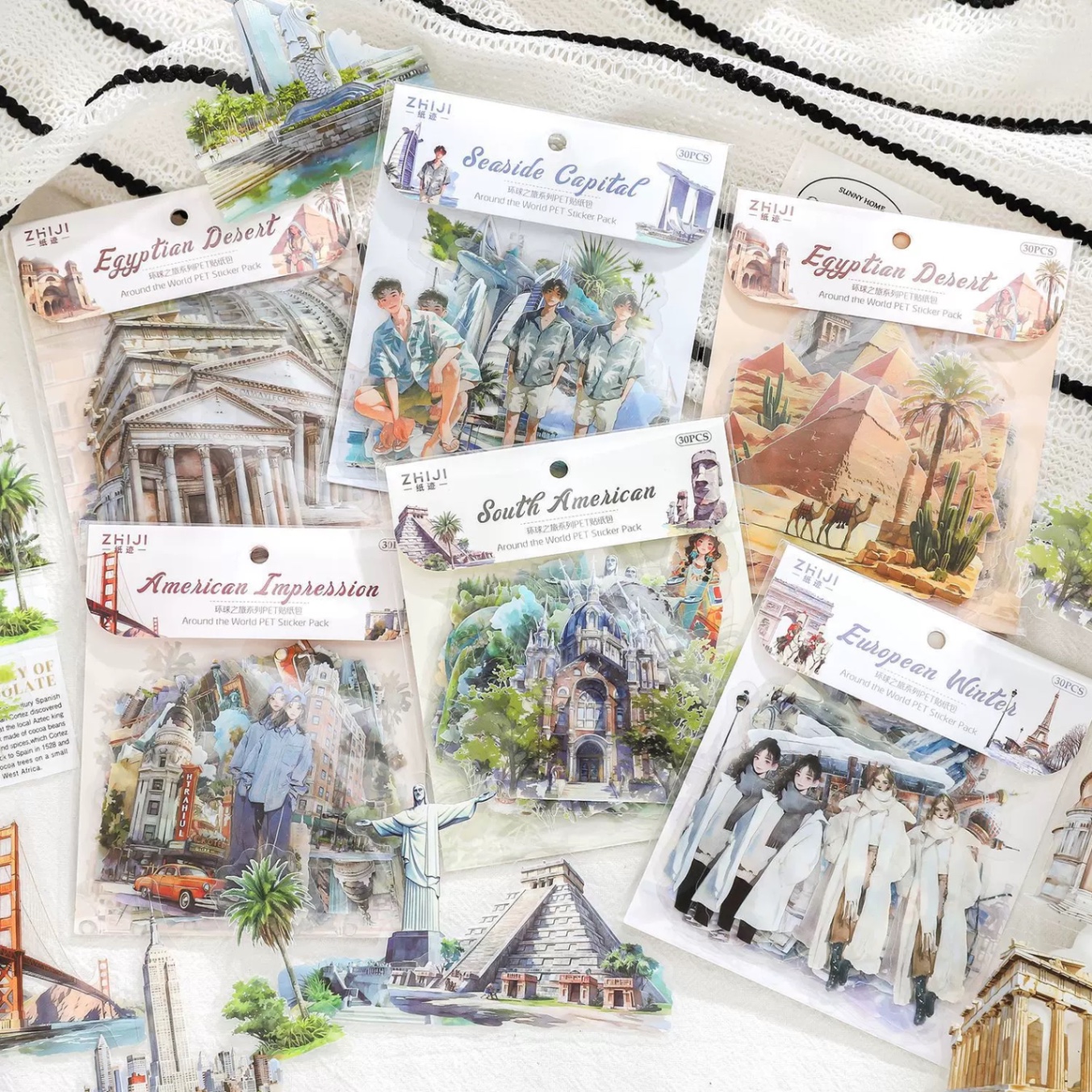 Set 30 sticker pet đi du lịch 755