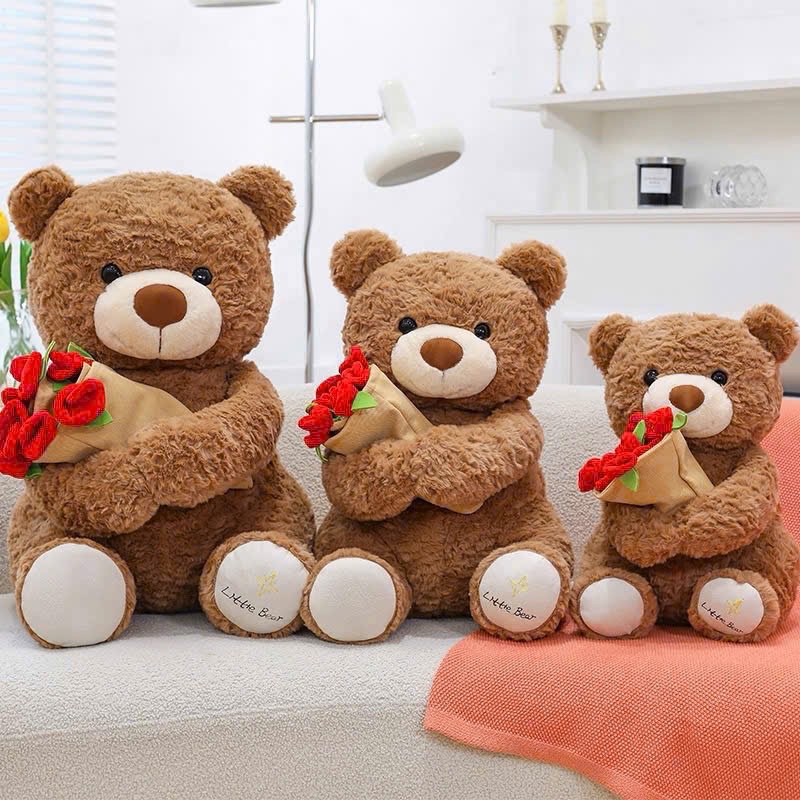 Gấu bông gấu cầm hoa 40cm 972