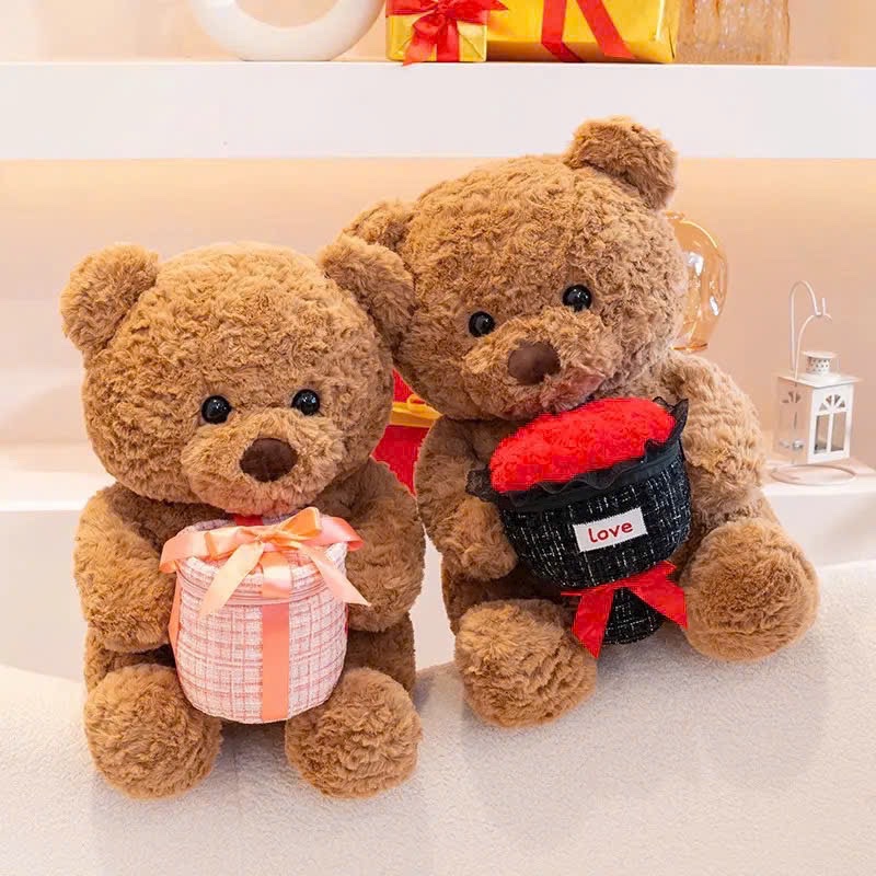 Gấu bông cầm hộp quà 40cm 973