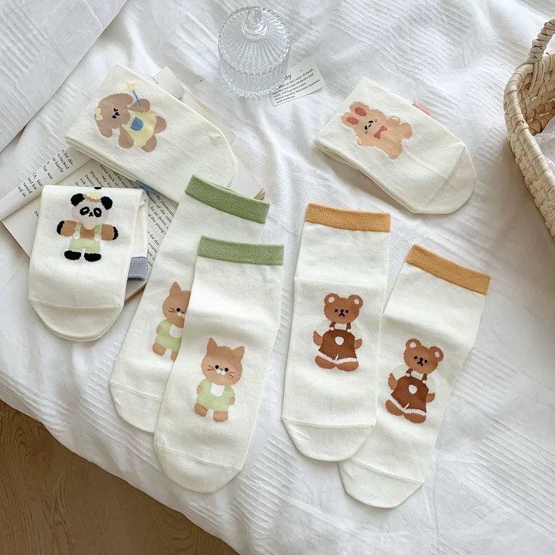 Tất cổ ngắn phối màu thú 1001