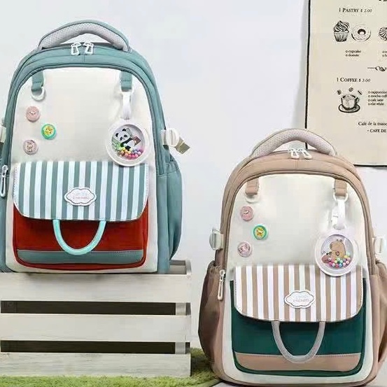 Balo phối màu sọc kèm tag 191