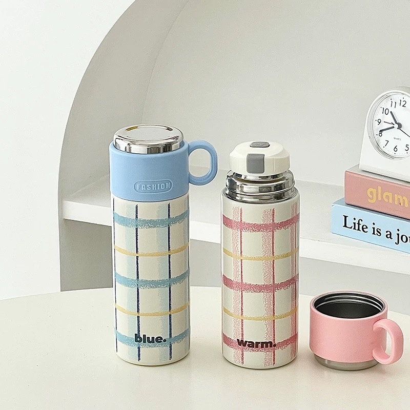 Bình nước giữ nhiệt caro có cốc 500ml