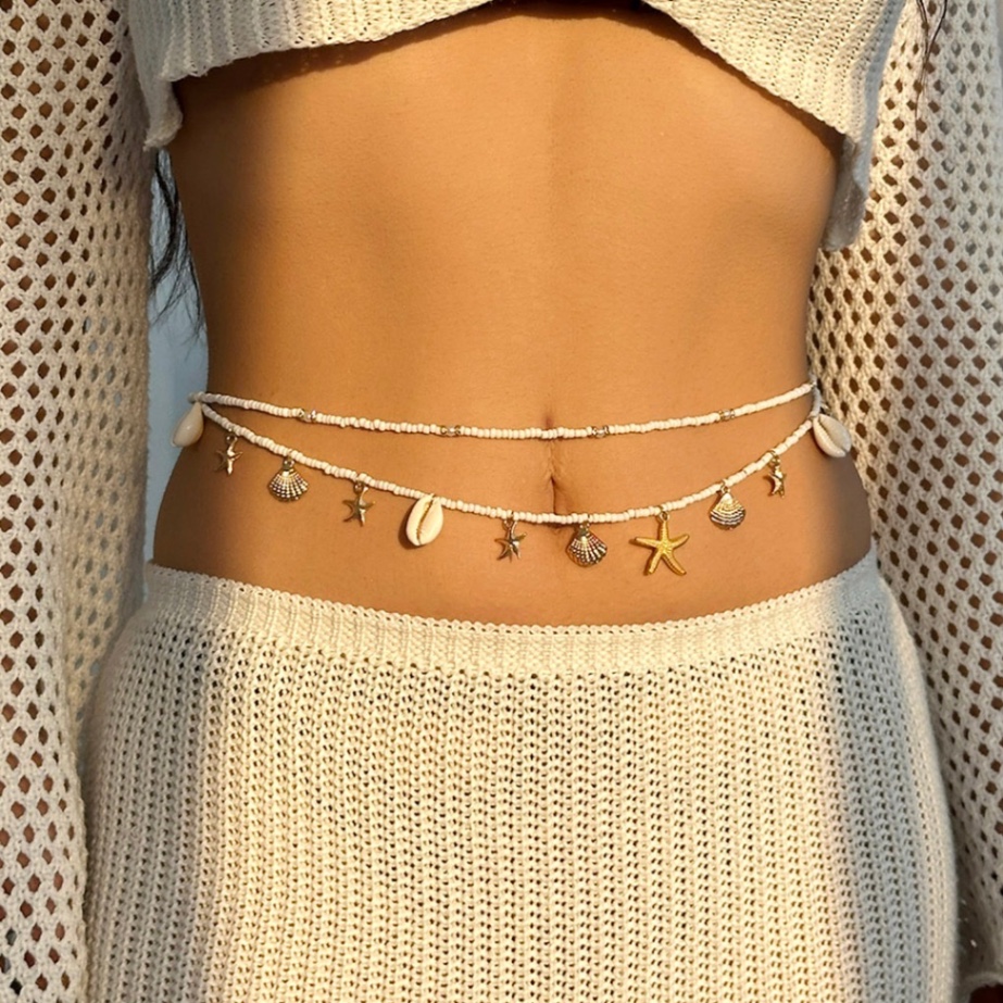 Set 2 Belt bụng charm biển 394