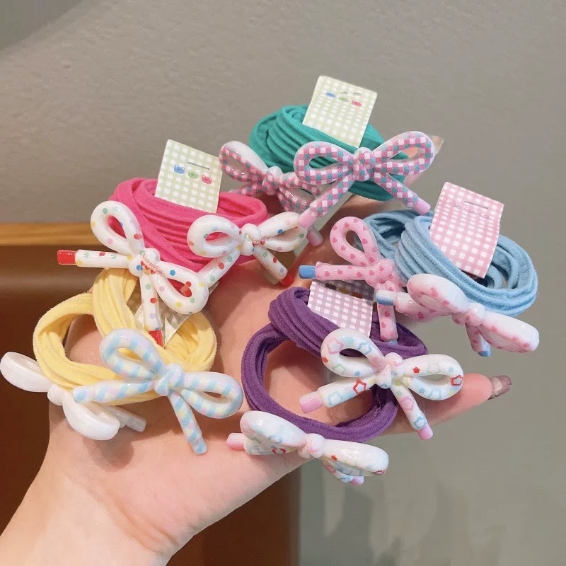 Set 2 cột thun charm nơ lớn bé 1607