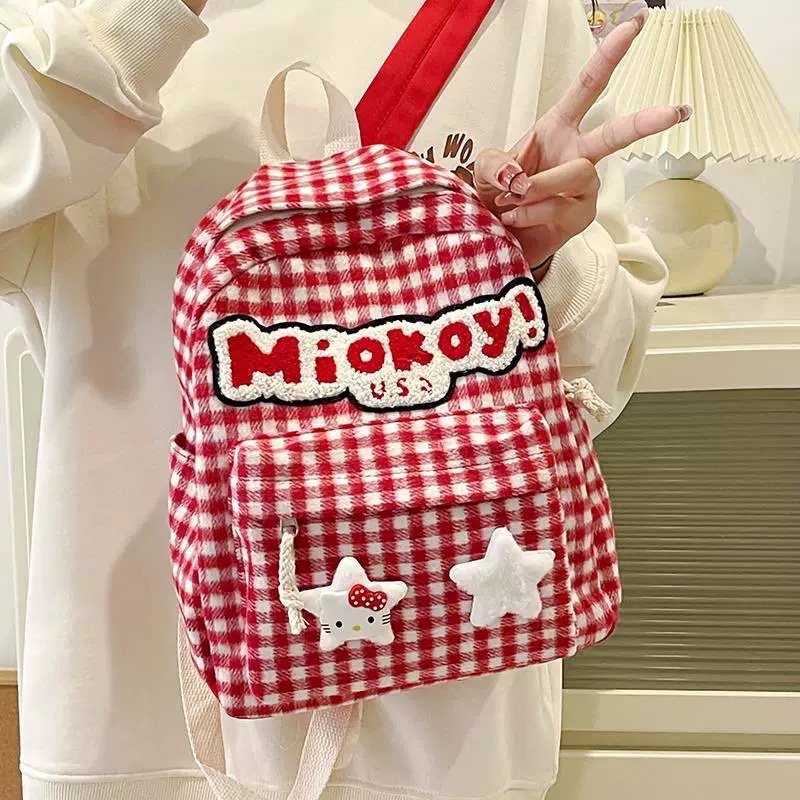 Balo hello kitty caro đỏ 216