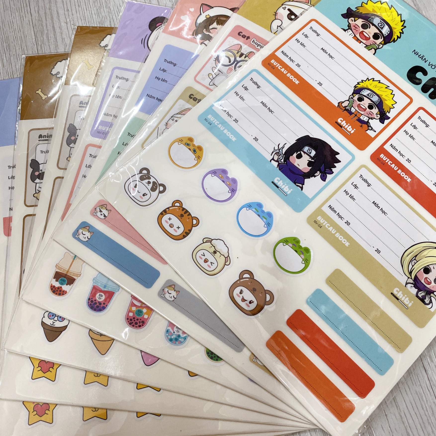 Set 16 nhãn vở butcau 217