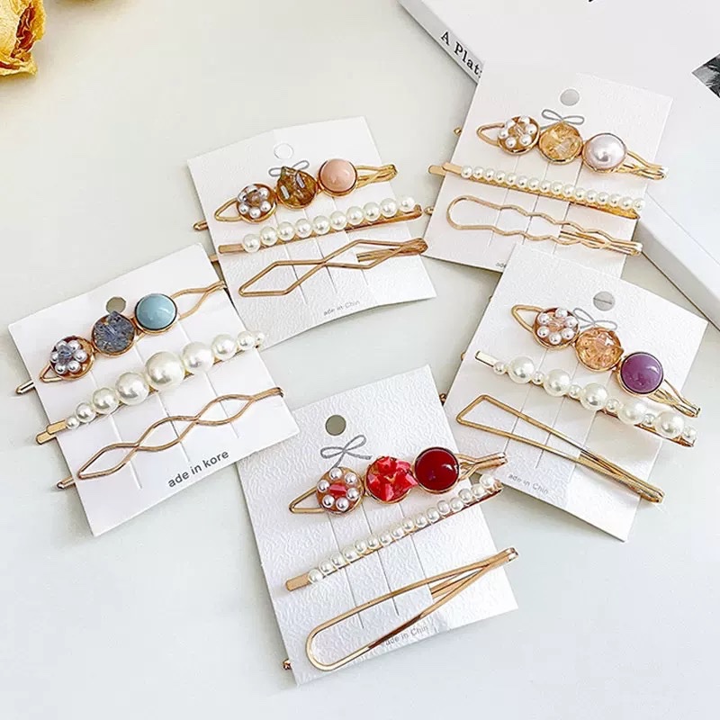 Set 3 kẹp xước ngọc đá 4562