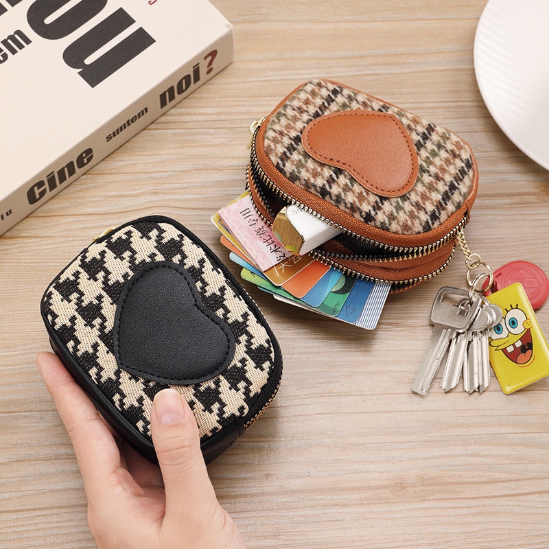 Ví nhỏ khoá kéo 2 ngăn tim 004