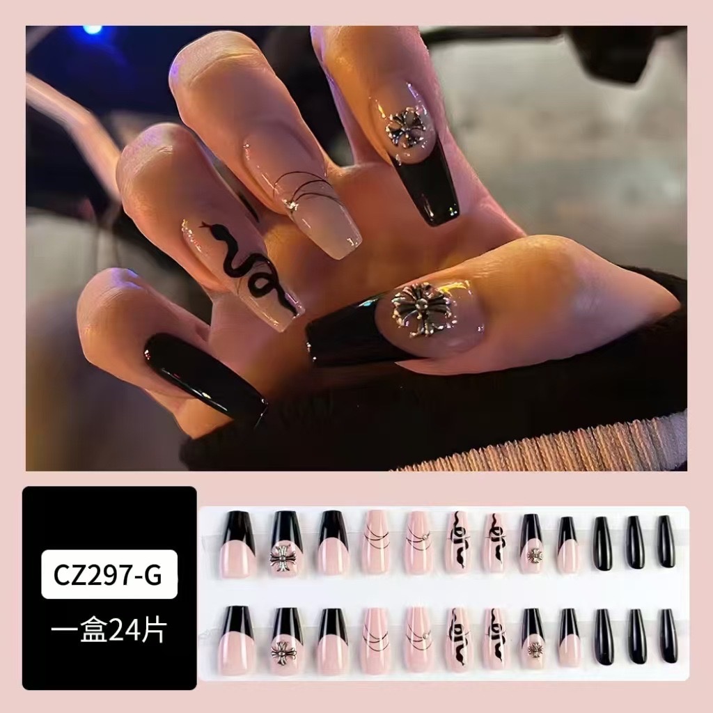 Set 24 móng tay giả đính đá cz297