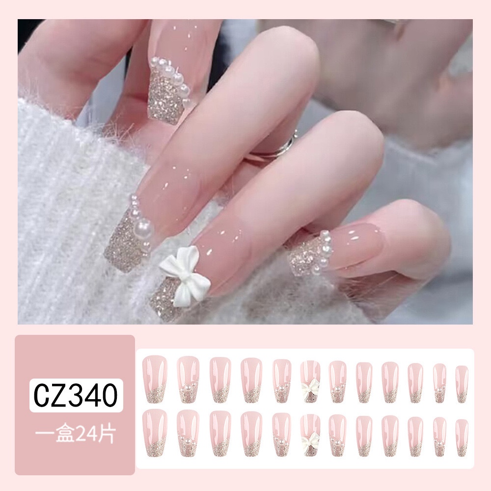 Set 24 móng tay giả đính đá Cz340