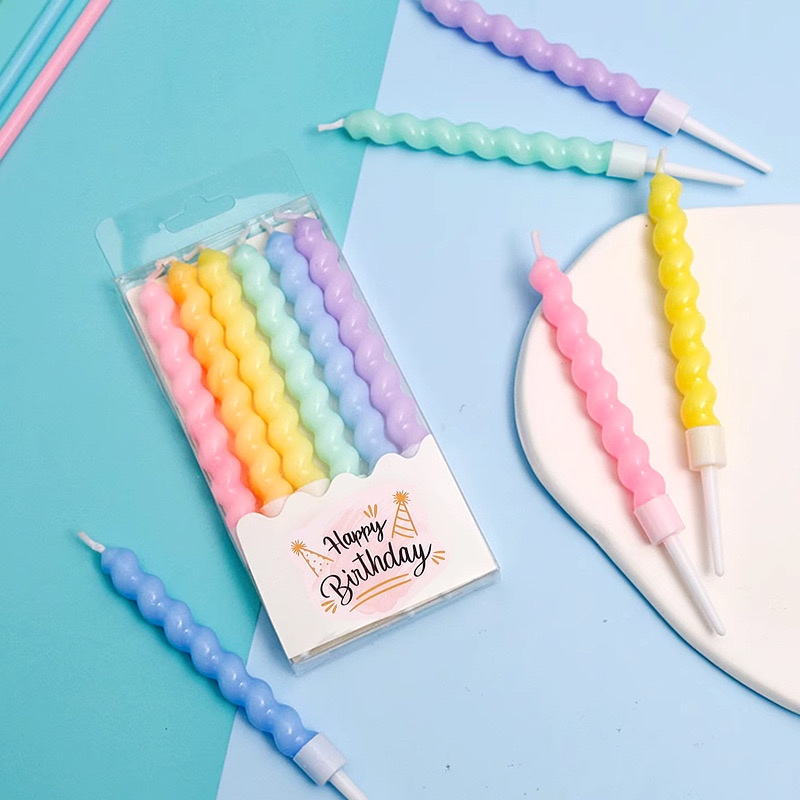 Set 6 nến sinh nhật xoắn pastel 221