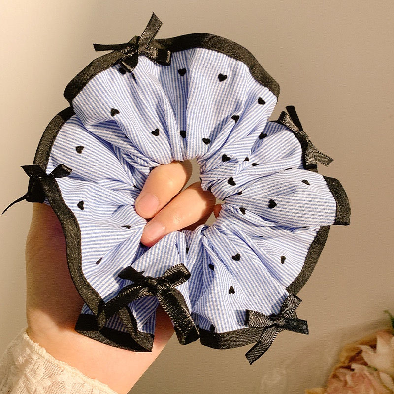 Cột scrunchies chấm bi viền đen nơ 4583