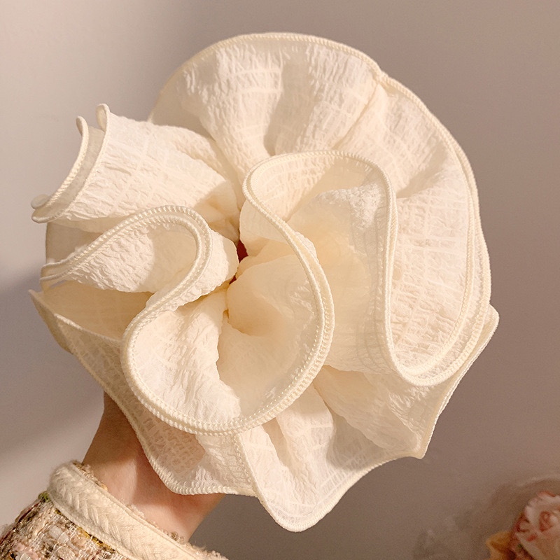 Cột scrunchies voan nhún bung 4 lớp kem 4588