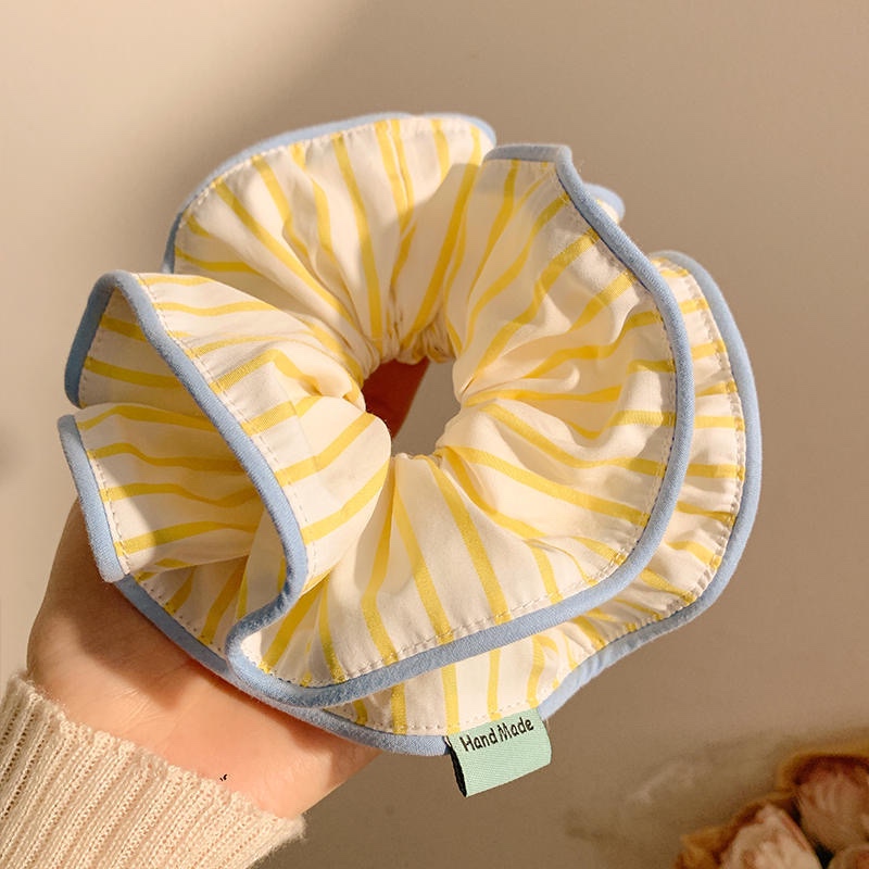 Cột scrunchies viền xanh sọc vàng 4578