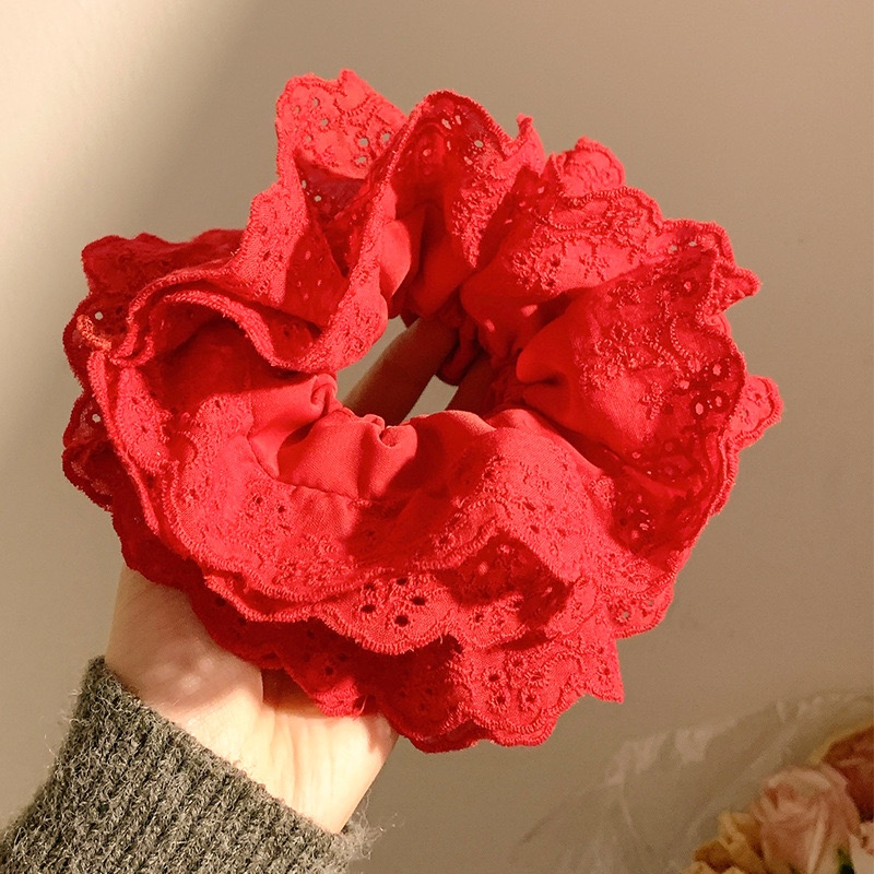 Cột scrunchies 4 lớp đỏ tươi 4595