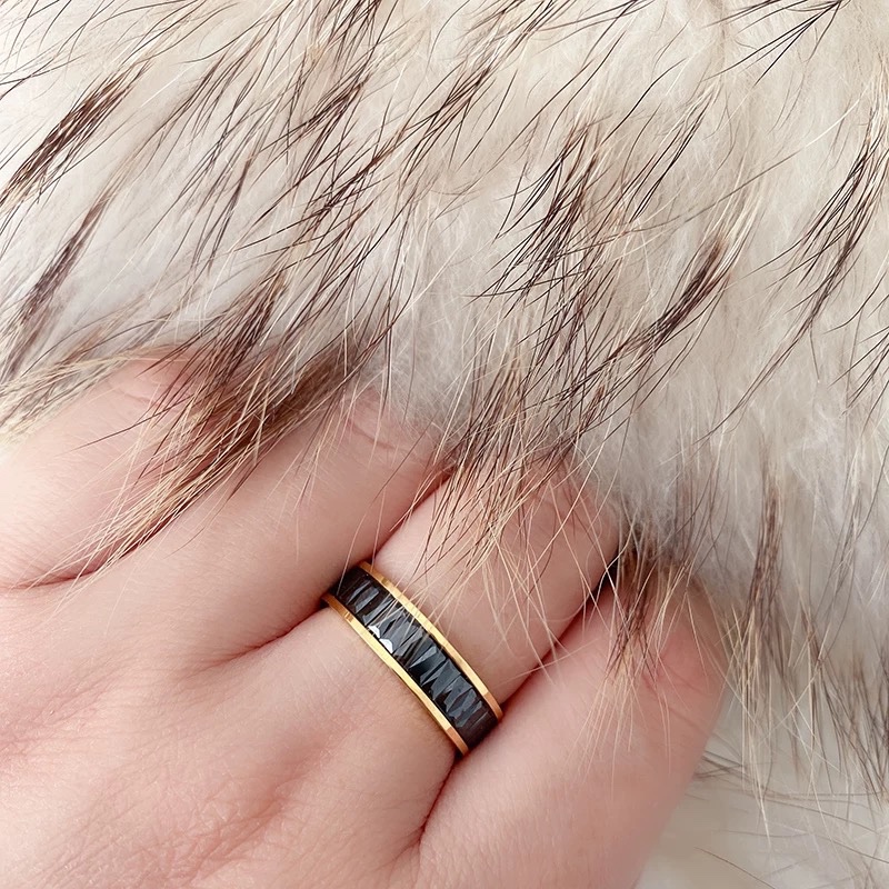 Nhẫn titan hàng đá đen 1008