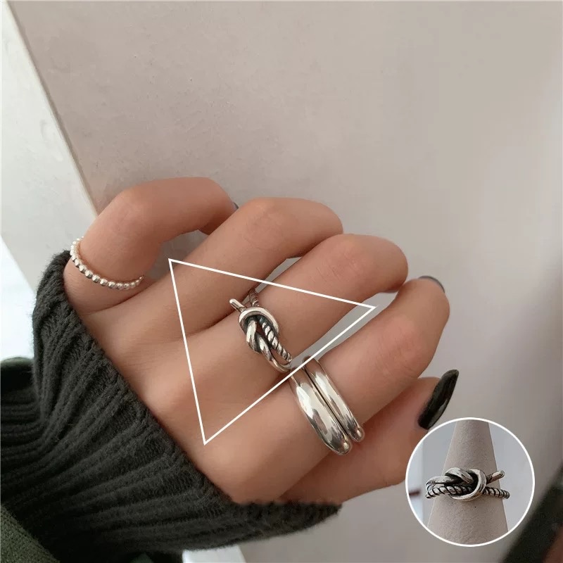 Nhẫn xi bạc thái nút thắt 319