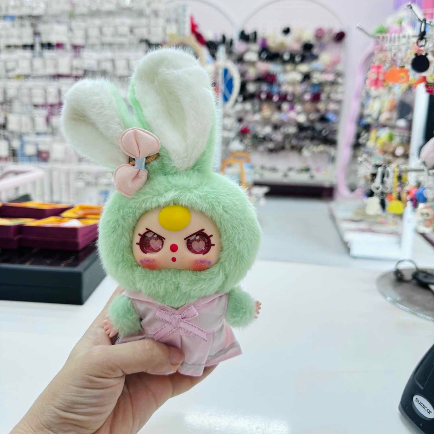 Móc khoá bông thỏ macaroon 879