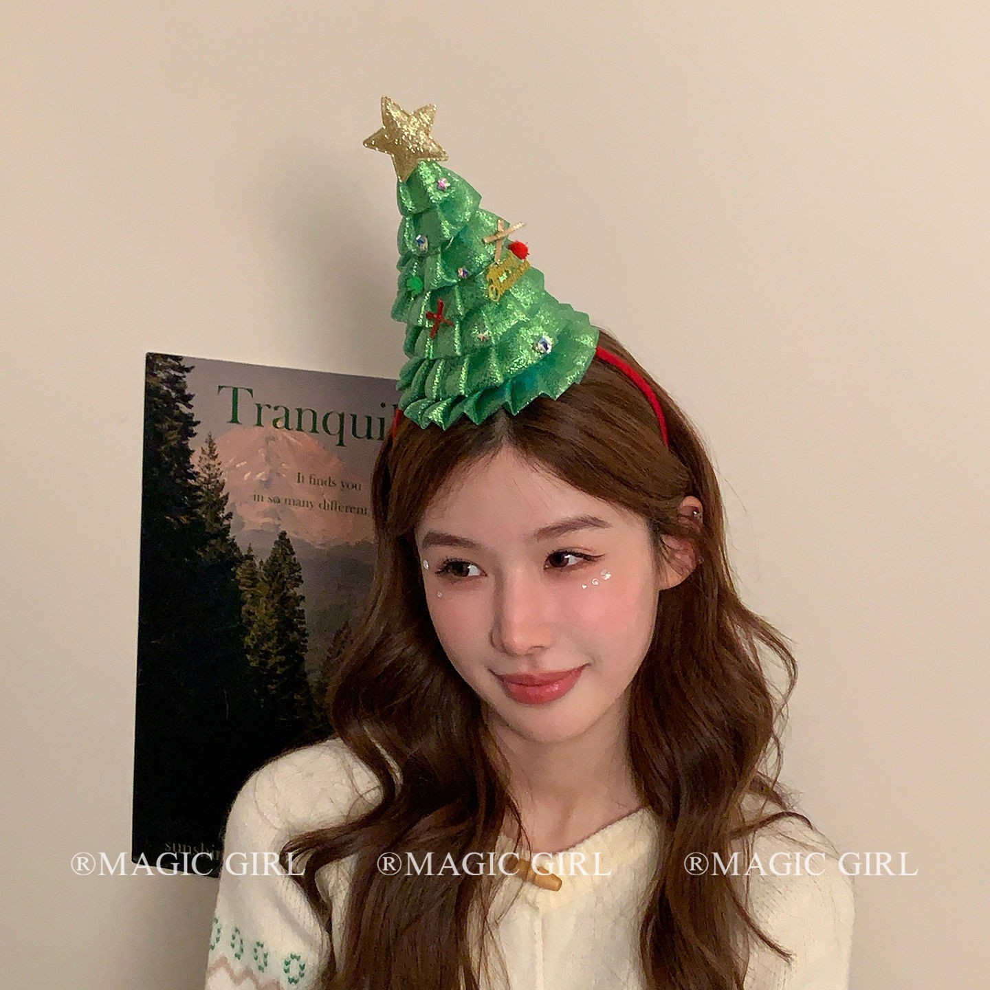 Cài cây thông noel voan có đèn 1320