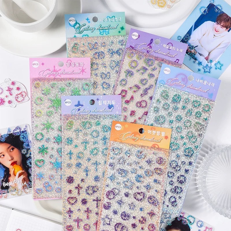 Set 6 tấm sticker hologram galaxy 767