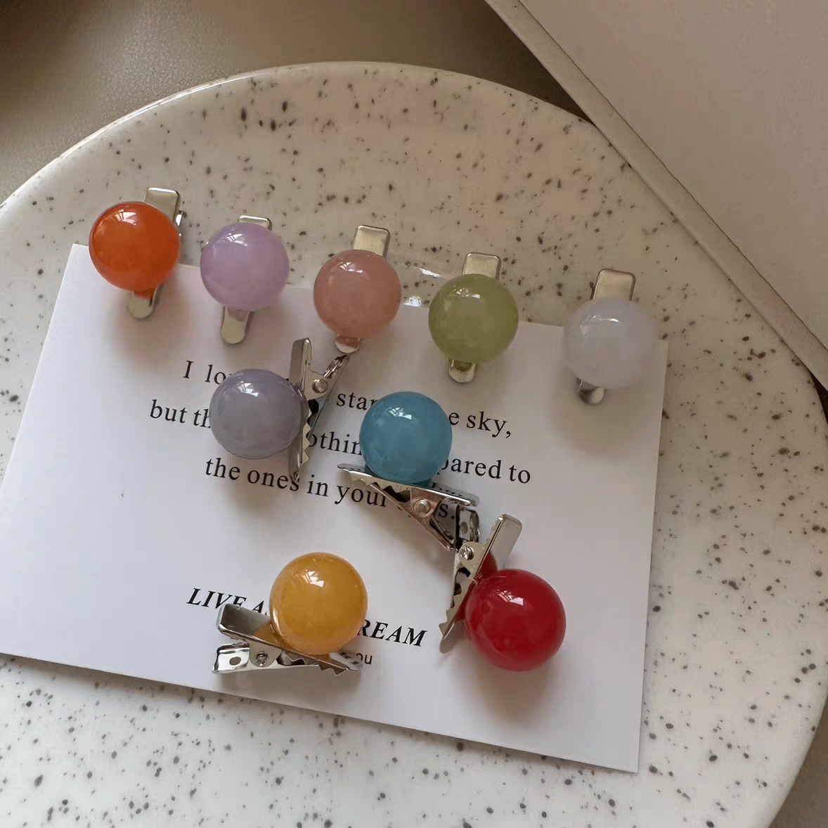 Set 5 kẹp mỏ vịt hạt tròn 1676